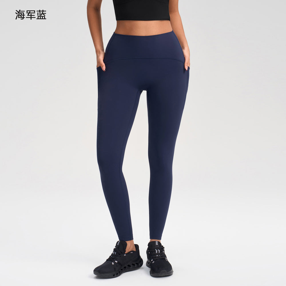 Women's yoga pants with pockets - wearable outdoors, cycling, fitness, cropped length, butt-lifting, tummy control, sports leggings - model yg-1013