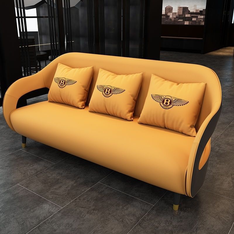 Minimalist commercial reception area casual sofa small round table set hotel reception negotiation table and chairs business leather sofa