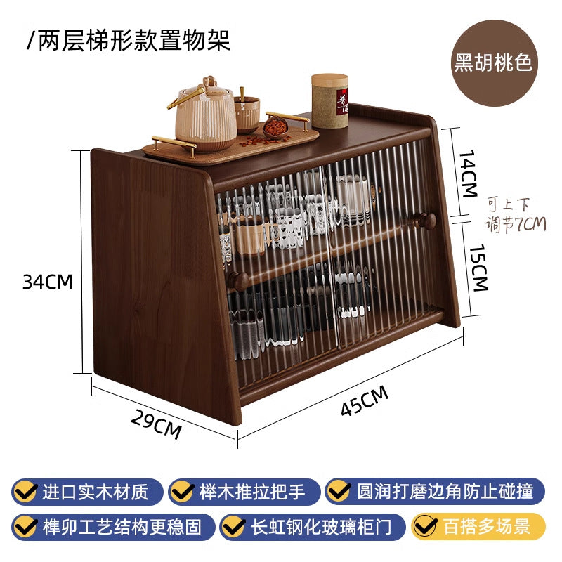 Solid wood bay window cabinet storage locker household balcony renovation window sill antique bookshelf Japanese dust-proof bookcase