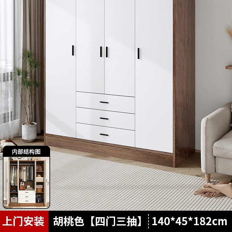 Wardrobe household bedroom small apartment simple wardrobe storage cabinet room wooden rental room economical hanging wardrobe