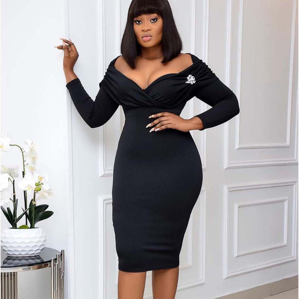 supply of export women's clothing, autumn sexy v-neck pleated dress, plus size african mother's dress, european and american dress