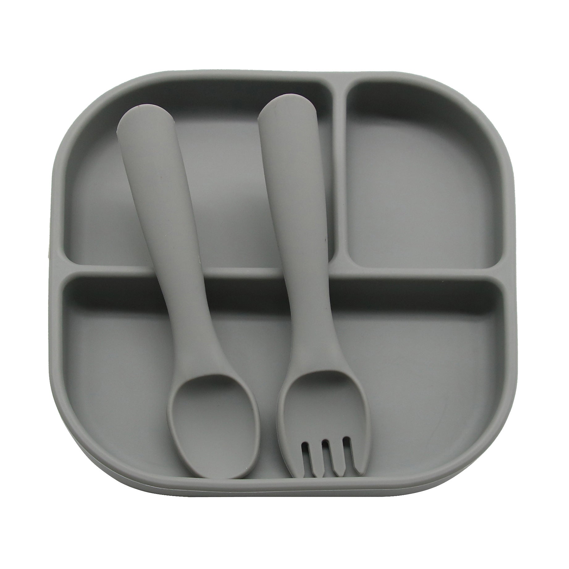 Cross-border supply of silicone plates, children's and babies' silicone plates, integrated silicone rice bowls, complementary food plates, feeding tableware