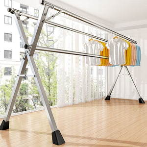 Clothes drying rack floor-standing foldable indoor and outdoor double-pole cross-type galvanized steel pipe clothes drying rack balcony quilt drying rack