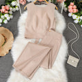 Women's elegant casual sleeveless set: round neck cropped backless top & high-waisted pants - minimalist commute style two-piece