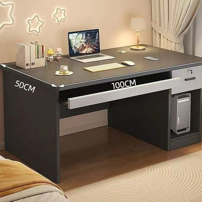 Modern home computer desk with lock, office desk, simple executive desk, office staff desk, student desk, wooden desk