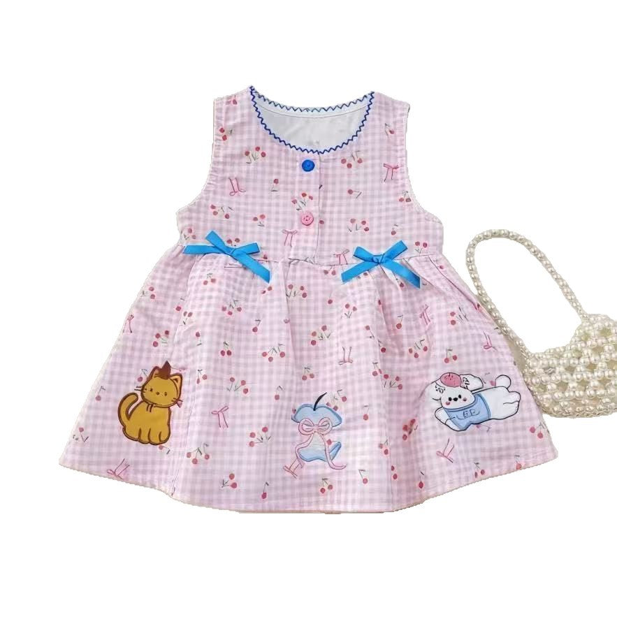 Summer new arrivals: stylish and trendy cartoon tank dress for baby girls - casual summer outfit