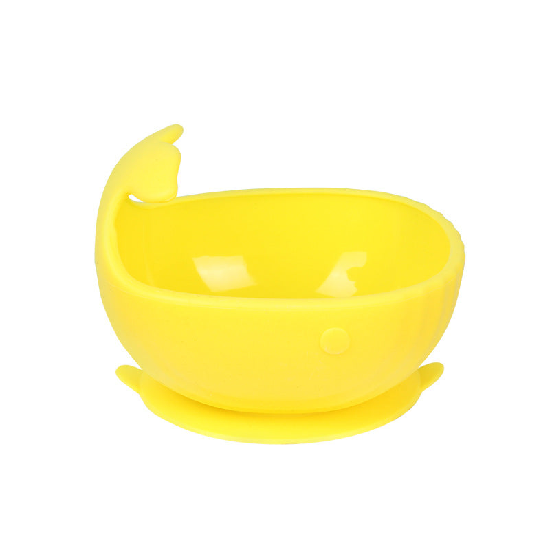 Food grade children's feeding tableware, silicone complementary food bowl spoon set OEM, baby suction cup silicone bowl customization