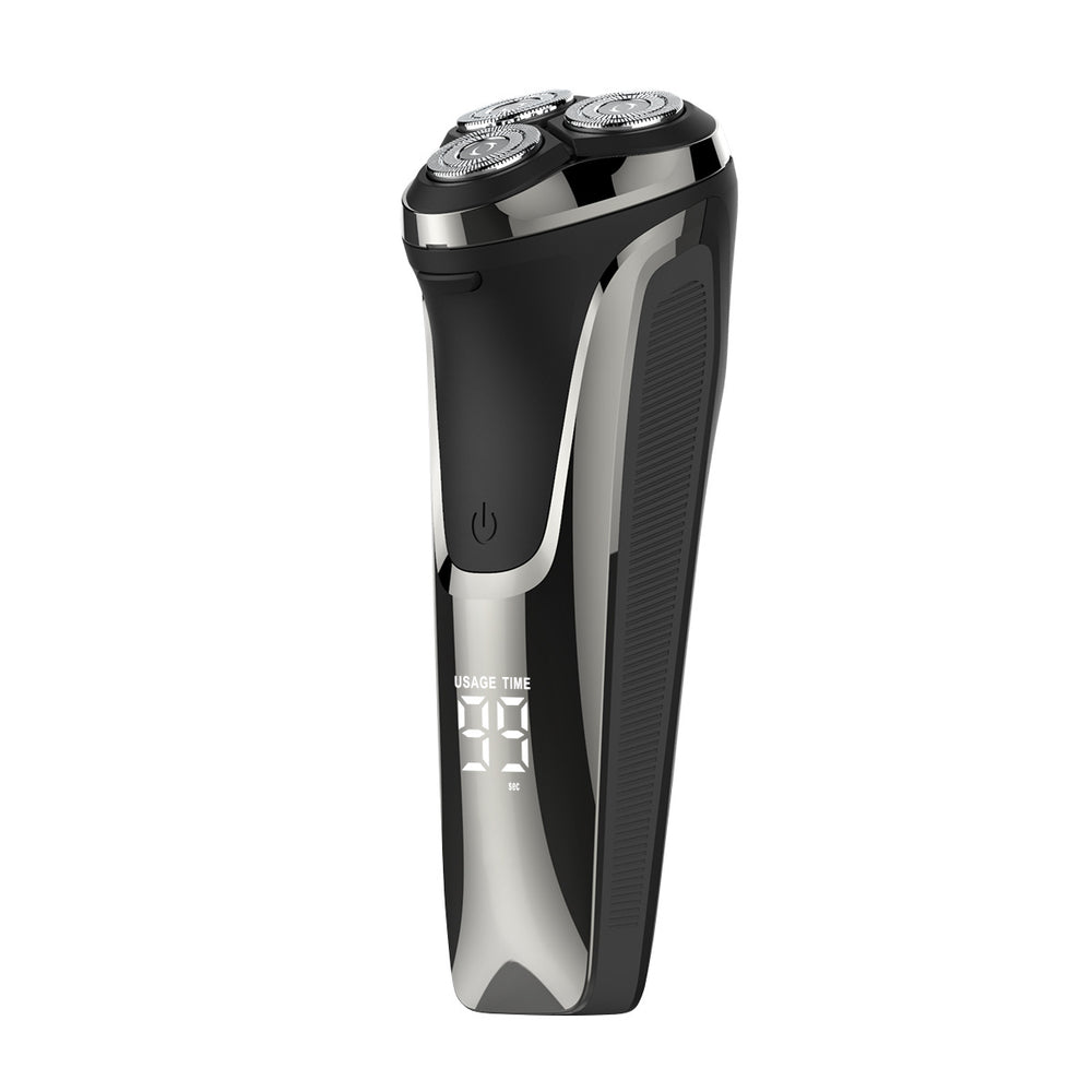 New men's smart digital display electric shaver, floating triple-blade head, full body washable, rechargeable razor - wholesale