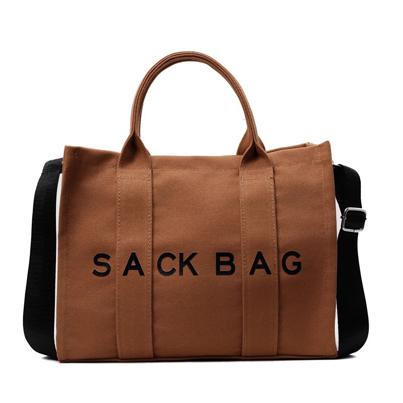 Cross-border women's bags new Korean version simple one-shoulder messenger bag women's letter printed tote bag retro portable canvas bag