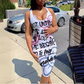 European and american cross-border fashion women's clothing:  summer new sleeveless u-neck graffiti print bodycon mini dress