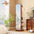 New premium floor-mounted dressing mirror for home bedroom, rotating mobile try-on mirror, multifunctional living room storage coat rack