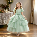 New arrival: flutter sleeve children's formal dress - floral princess gown for flower girls & party events