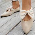 new spring/autumn pointed-toe bowknot embellished everyday flyknit plus size loafers, moccasin-style flat shoes