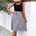 European and american cross-border factory direct sales, new summer european and american retro women's v-neck sleeveless black and floral print maxi dress