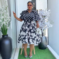 Amazon fashionexport cross-border printed shirt plus size dress women's new a-line skirt africa