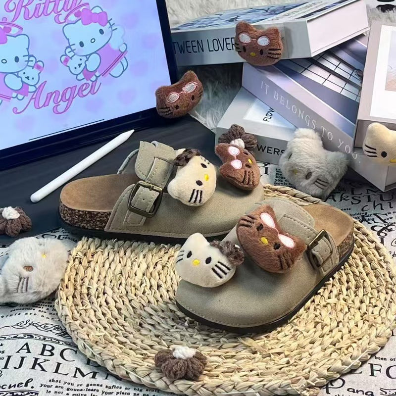 Kids female birkenstock outwear2025 spring autumcute cartoon youthfamily birkenstock shoes toe outwear half slippers