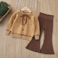 Dropshipping girls' knitted sweater two-piece set -  autumn/winter new collection - baby girl pants set