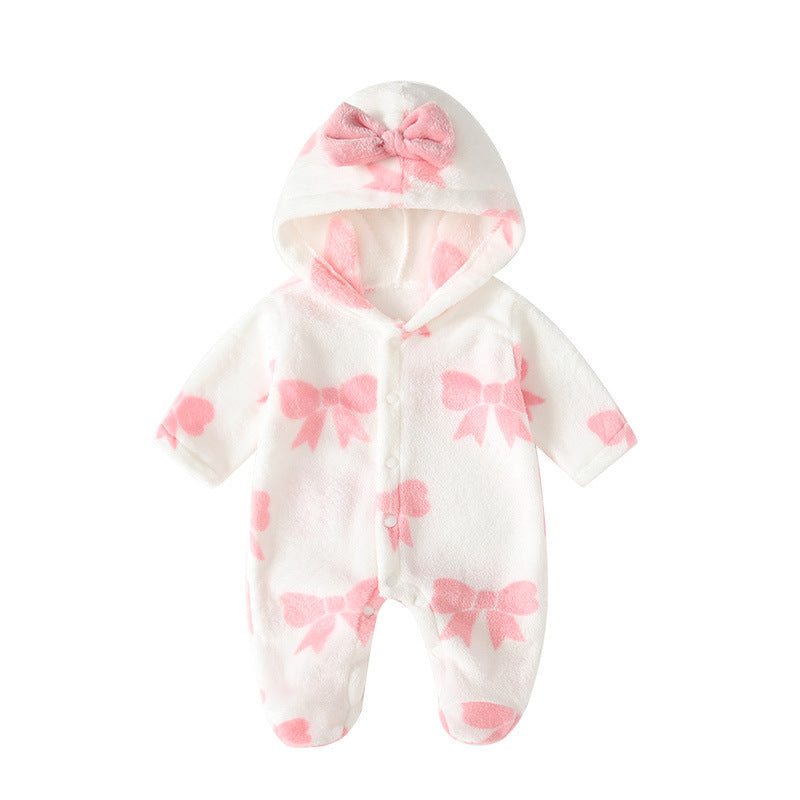 Newborn baby clothes autumn winter flannel romper girl cute warm bodysuit newborn outing crawling suit