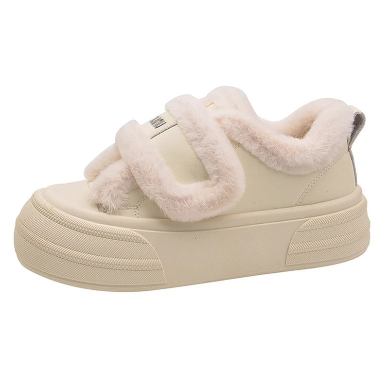 Best sellingthick solevelcro cotton shoes winter 2026new arrivalfleece-linedthickened fur shoes heattechplatform shoes for women
