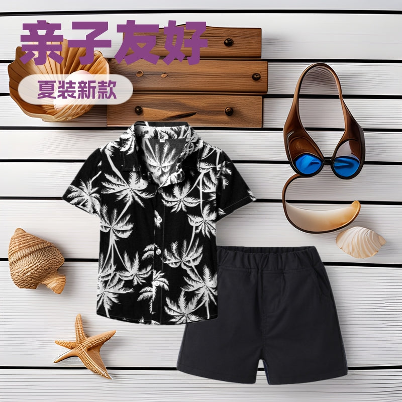 Boys' summer shirt set - hawaiian style family travel outfit - baby summer clothes - kids' summer beachwear - custom options available
