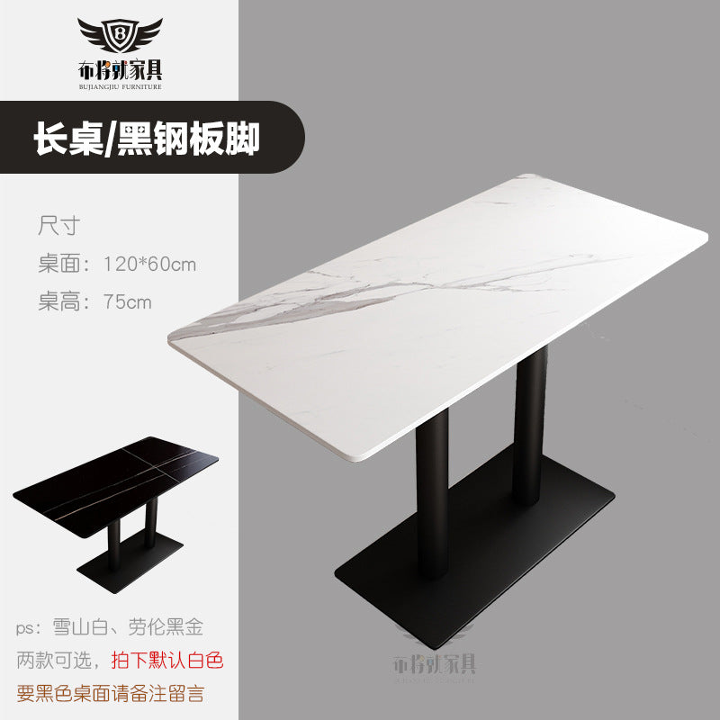 Bar table and chair combination, rock slab canteen dining table, commercial milk tea shop long table, reception and negotiation, cafe small round table