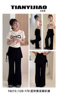 [korean style girls] spring and summer thin new leather curtain style slimming micro-flared skirt pants 2616