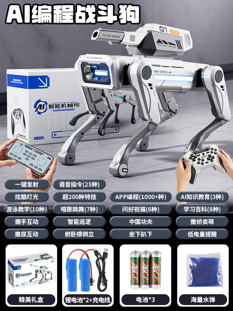 Camera-enabled programmable robot dog - water-shooting electric remote control robot dog toy - electronic pet birthday gift for kids