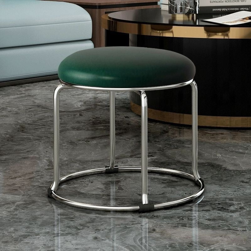 Accessible luxury stoolfor homesoft bag short stool steel bar stool portable practical shoe changing stool coffee table stool carbon steel frame round stool no