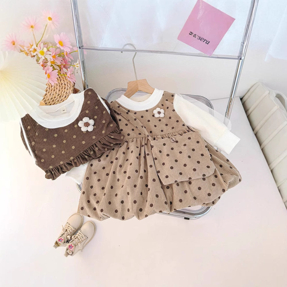 New arrival baby girl spring long sleeves fake suspender skirt girldress spring autum little princess style spring & fall skirt