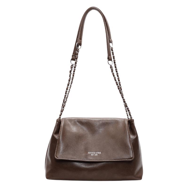 Solid color simple large-capacity foreign gas bag women's 2025 new trendy underarm commuter chain single shoulder tote bag