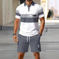 hot-selling men's polo shirt set, new summer two-piece casual short-sleeve and shorts set, dropshipping available