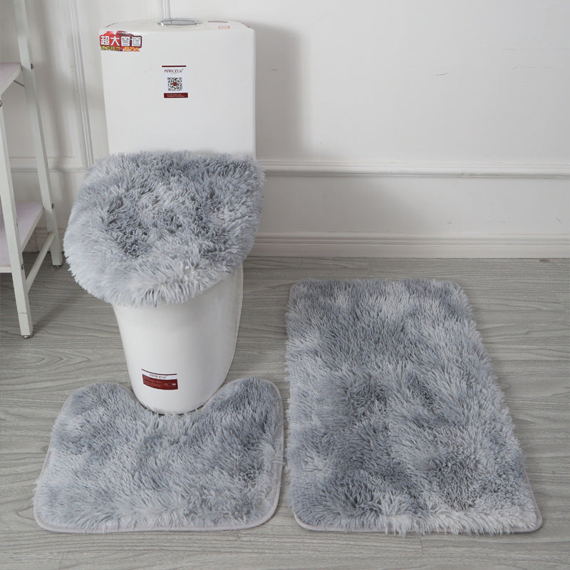 Custom tie-dye plush toilet seat cover set - non-slip floor mats & absorbent bathroom accessories - hot selling on