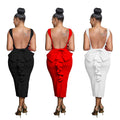 C6845 cross-border   fashion women's solid color v-neck sexy backless maxi dress