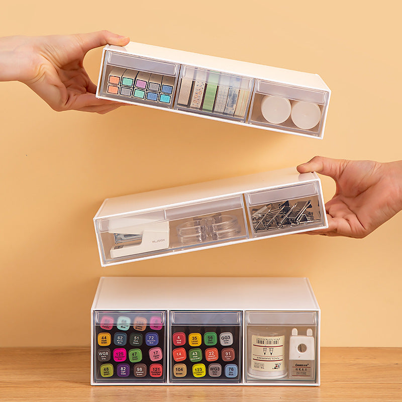 Cosmetics storage box drawer ins cotton pad lipstick desktop storage box can be stacked with stationery storage box