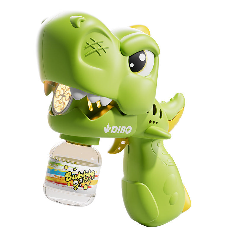 Kids' automatic light-up bubble machine - hot-selling shark & dinosaur electric bubble gun - perfect for parks, plazas, and street vendors!