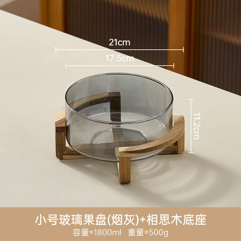 Glass fruit bowl salad bowl with stand - ideal for hotel reception, ktv buffets, home use, welcome snacks, candy storage, and fruit serving