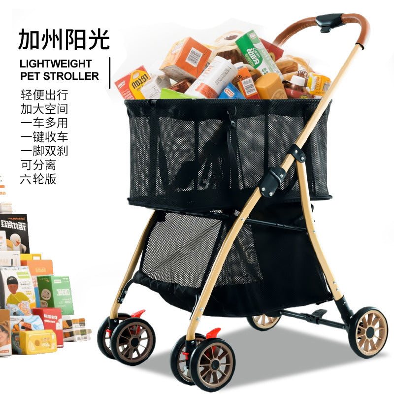 Multi-functional shopping cart - lightweight, one-click foldable, small to medium-sized shopping trolley for on-the-go use