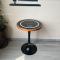 Hotel negotiation table retro dining table with wireless charging bluetooth audio all solid wood desktop small round table desk