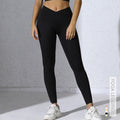Fashion cross-border peach butt tight yoga pants waistband cross slimming look sports pants butt lift elastic fitness pants for women