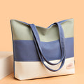 Large capacity canvas tote bag for women, 2023 new color block shoulder bag, minimalist commuter handbag, striped tote bag