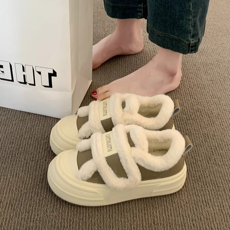 Best sellingthick solevelcro cotton shoes winter 2026new arrivalfleece-linedthickened fur shoes heattechplatform shoes for women