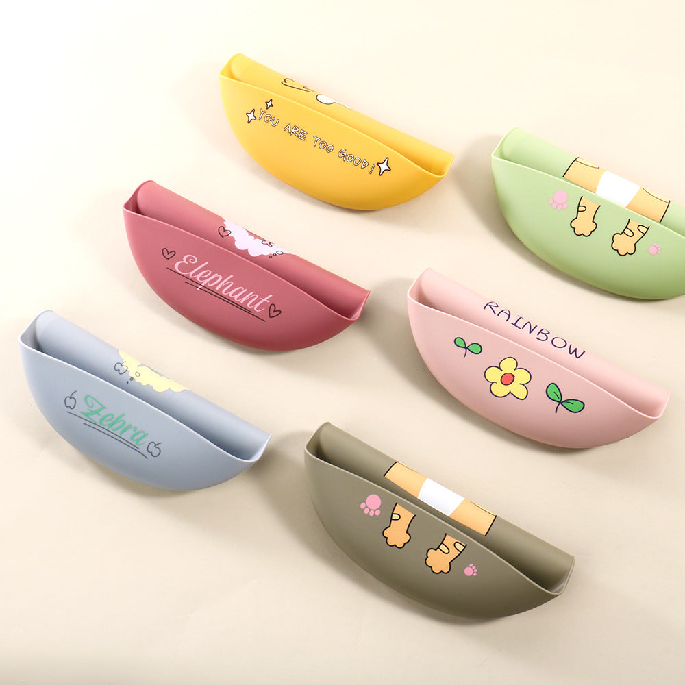 Cross-border popular baby bib ins baby saliva rice pocket leave-in summer children's silicone bib tableware set