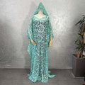 supply looseknitting long skirtelegantwork clothingcasual green pulloverembroidered long skirtmatching headscarf
