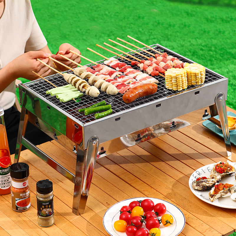 Zibo bbq grill - smokeless outdoor & indoor stainless steel bbq grill - foldable charcoal grill for bbq & tea brewing