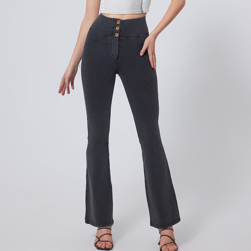 Ins style peach butt high waist fitness pants women's fashioneasiest for match butt lift bell bottomsoutwearpopular yoga pants