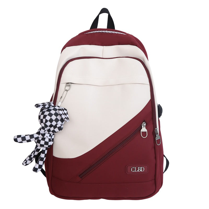 New schoolbag female college student junior high school large-capacity backpack wear-resistant weight-reducing schoolbag travel computer backpack