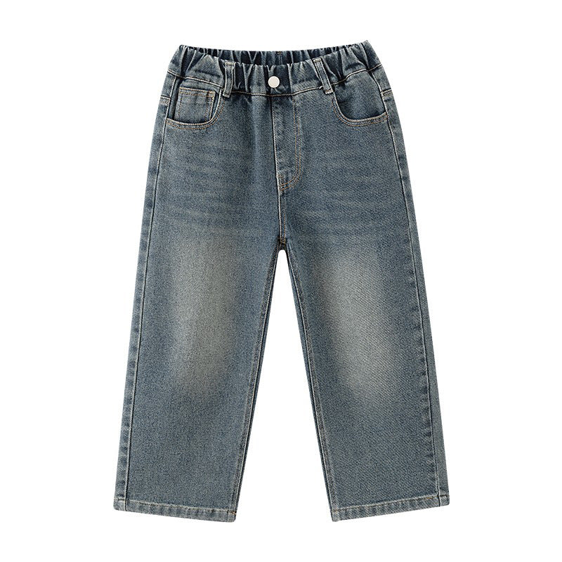 Boys' spring pants: straight leg, kids' jeans, wide leg trousers,  new styles, mid-to-large size children's pants, loose fit, korean style
