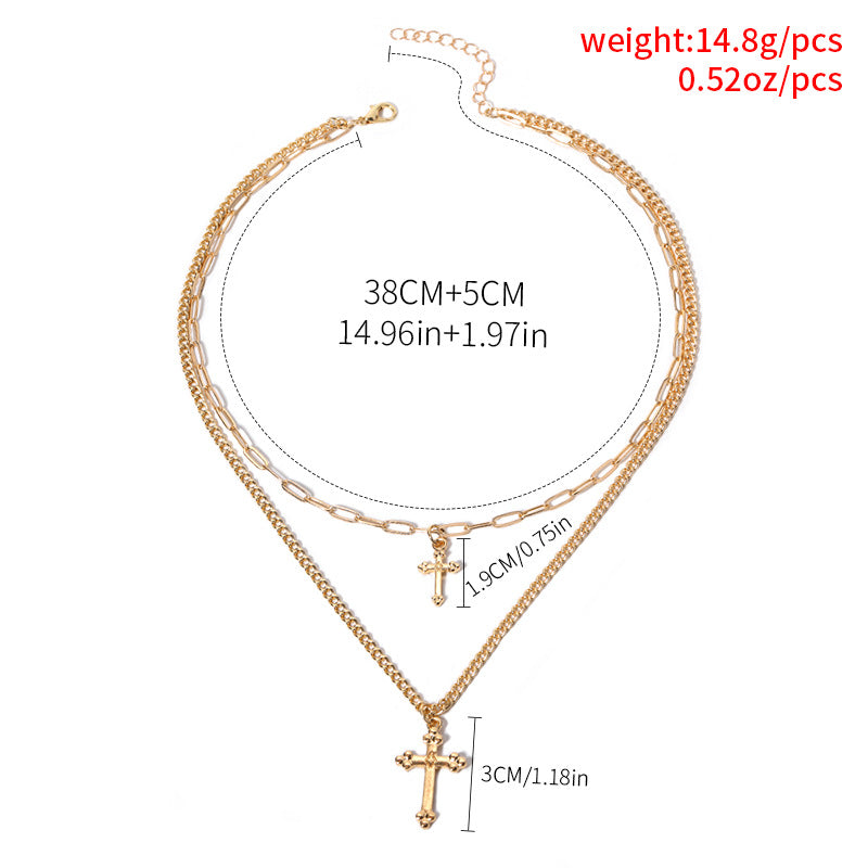 Wholesale alloy sweater chains - european & american style, statement & niche, light luxury jewelry for women - cross pendant necklaces, multi-layered choker chains