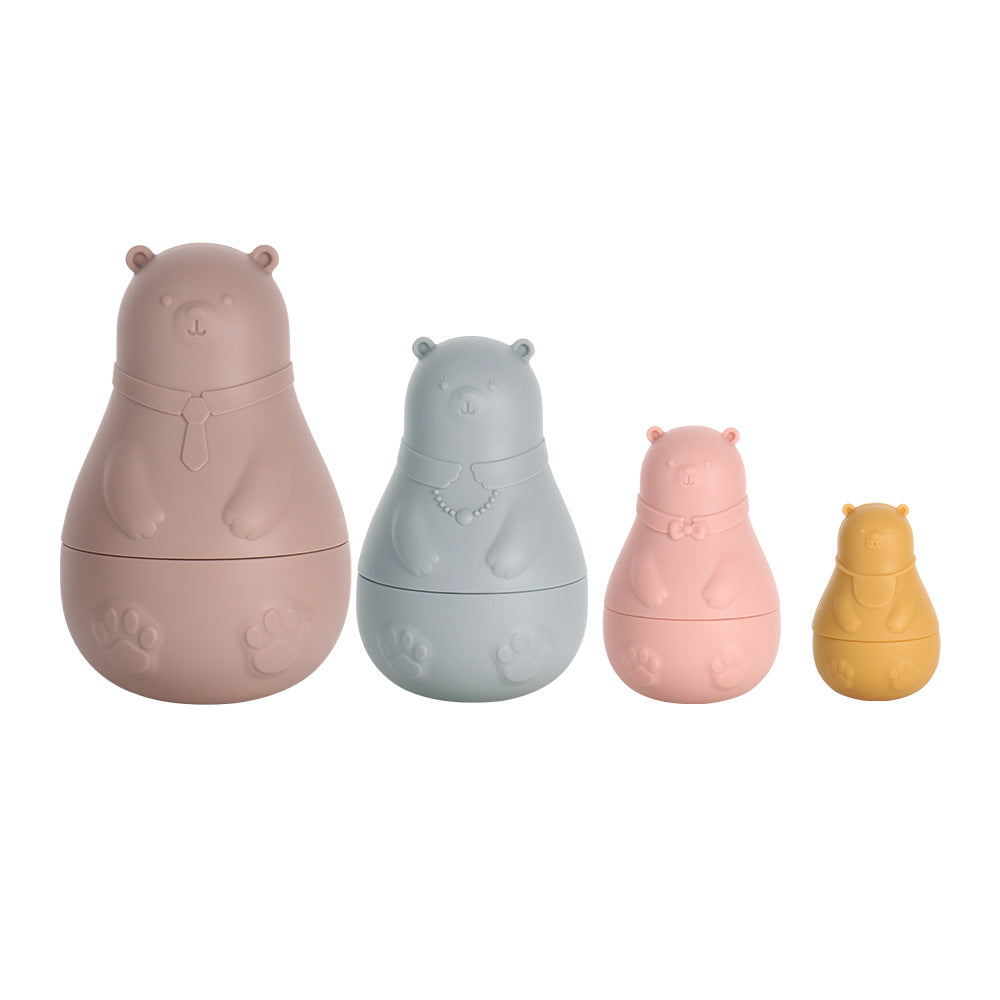 Factory new silicone matryoshka doll early education puzzle building block toy baby silicone assembled bear doll