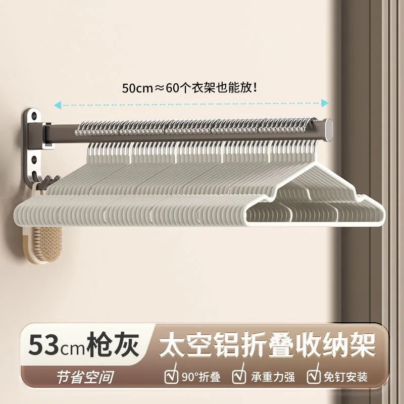 Indoor punch-free wall-mounted clothes hanger storage rack retractable balcony for homefoldable clothes drying rack storage rack